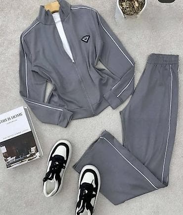 original majica: Ženski komplet trenerke – jakna sa rajsferšlusom i ravne pantalone - — 3