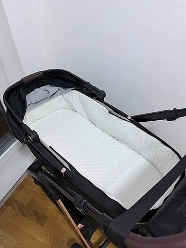 beba paun: Kolica za bebe – 2 u 1 (ram + korpa za novorođenče) - Elegantna crna — 3