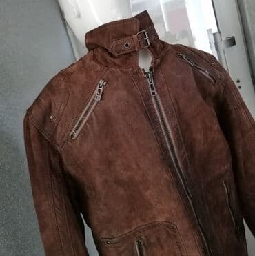 replay majice sa kragnom: Leather jacket Genuine leather, L (EU 52), color - Brown — 2