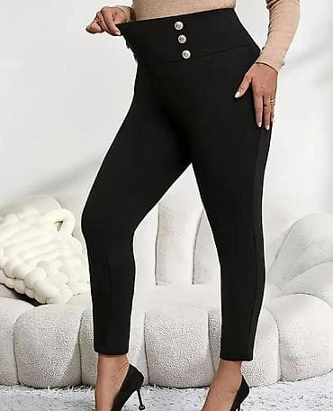 ugg baletanke: Crne ženske pantalone sa visokim strukom – model sa dugmićima - Kroj — 4