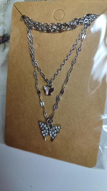 novi iqos: Slojevita ogrlica sa privescima leptira - Set od tri lančića u jednoj — 3