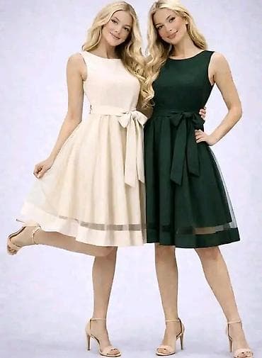 Elegantna A-linija haljina bez rukava, dužine do kolena, sa satenskom