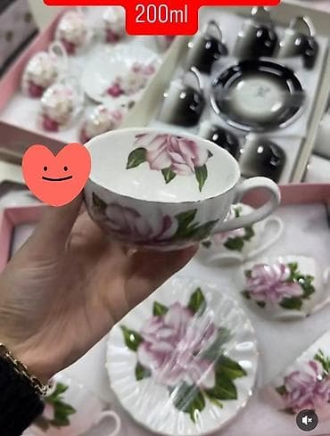 Tools & Equipment: Setovi šoljica za kafu/čaj sa tanjirićima – porculan, cvetni motivi - — 3