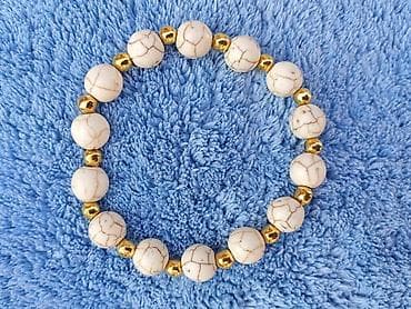 torbica od bisera: Narukvica beli Haulit 2 Narukvica od belog Haulita, poludragi kamen — 3