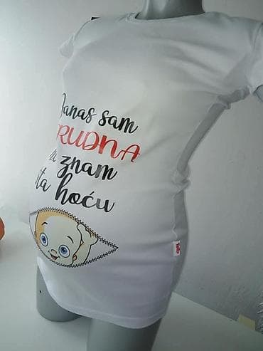 haljine za trudnice sinsay: Majice za trudnice sa štampom. Bele pamučne majice kratkih rukava sa — 6