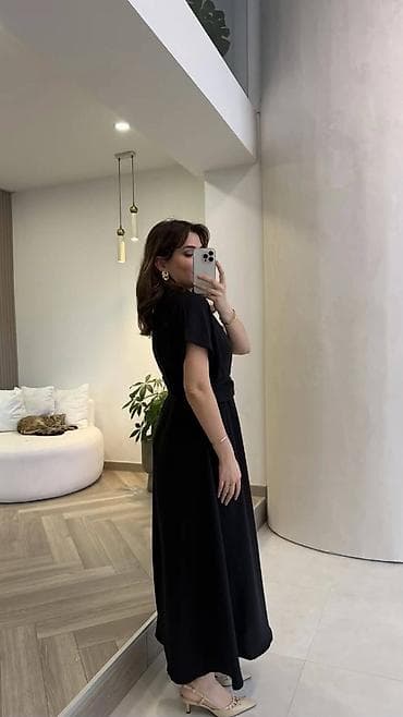 svečane plave haljine: Elegantna košulja-haljina sa pojasom - Duga, lepršava silueta A-kroja — 3