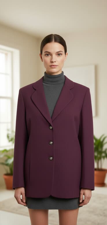 Ženska elegantna jakna/sako – tamnoljubičaste boje. Klasičan kroj sa