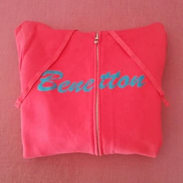 muske dukserice na raskopcavanje: Benetton dukserica sa kapuljačom Boja lubenice Potpuno nova Veličina — 1