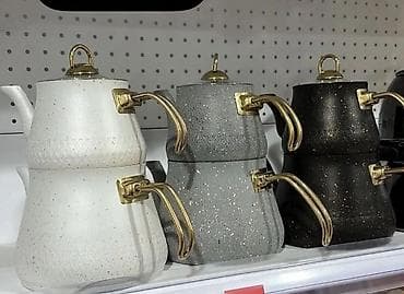 metalne cinije: Set dvostrukih čajnika (džezva/ibrik tip) za pripremu čaja – elegantan — 1