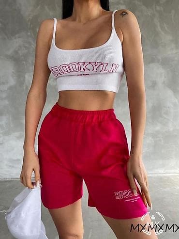 plamen amity 1: Damski sportski komplet „Brooklyn” – top i šorts - Gornji deo: beli — 2