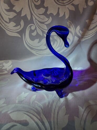 murano lusteri: Murano figura,pepeljara labud duvano staklo 70te. Figura,pepeljara — 3