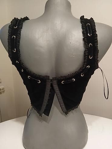 svecane majice: Crni kratki top od somota sa ukrasnim detaljima - Materijal: mekani — 2