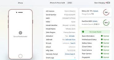 boja mint: IPhone 6s (A1688) 64GB, Rose Gold za delove (iPhone8,1) Memorija — 2