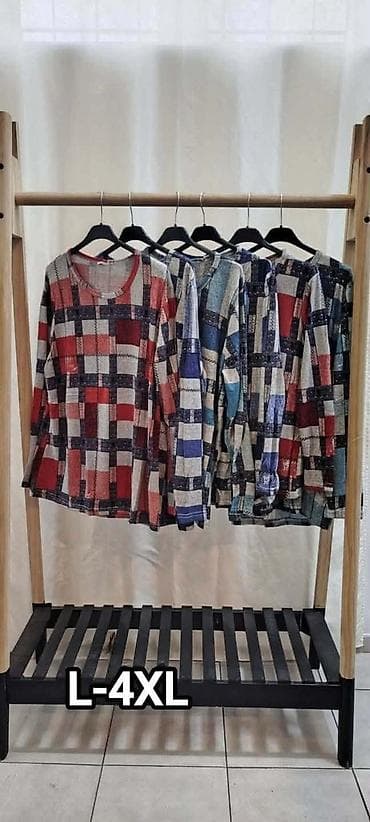 satenske kosulje: Ženske bluze dugih rukava – veličine L do 4XL Ik - Model: lagane — 4