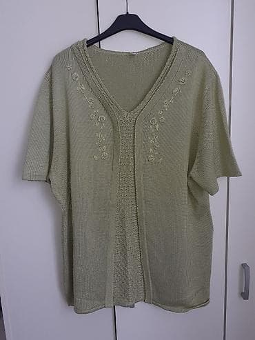 lc waikiki košulje: Pletena ženska tunika/bluza u nežno maslinasto-zelenoj boji. V-izrez — 1