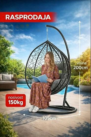 Garden tools and equipment: Viseća ljuljaška – “egg” korpa sa stalkom - Dimenzije: ukupna visina — 1