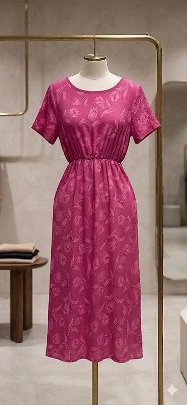 cipele ruma: Ženska haljina sa kratkim rukavima i cvetnim reljefnim dezenom - — 3