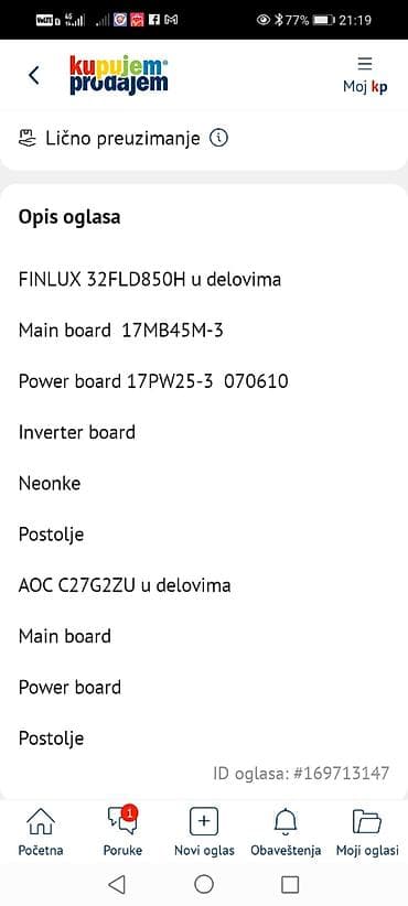 filter za usisivac aquafilter 1500: FINLUX 32FLD850H – delovi: - Main board: 17MB45M-3 - Power board — 1