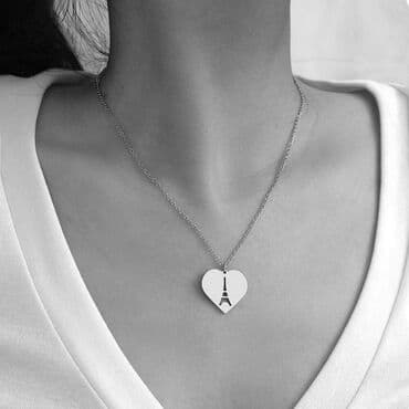 Privesci za nakit: Lancic - Ajfelov toranj i srce - 316L Predivna ogrlica koja ne bledi i — 2