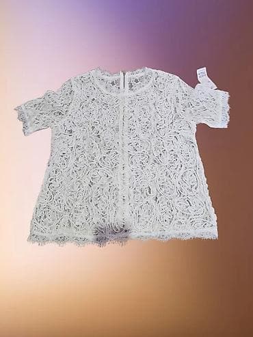 rieker obuca u nisu: Čipkana bluza kratkih rukava – bela/ivory S M L - Materijal: fina — 1