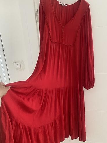 pull i bear: Duga crvena haljina – Flash Woman, veličina XL - Model: boho/oversize — 3