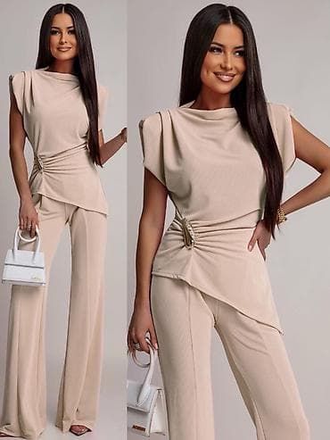 helanke sa kompresijom: 🔥Elegantni ženski komplet – top i pantalone sa širokim nogavicama ✅S M — 4