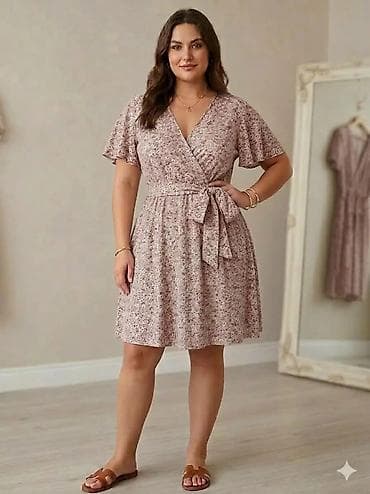 Žensko letnje haljina na preklop – mini/midi dužina, kratki lepršavi