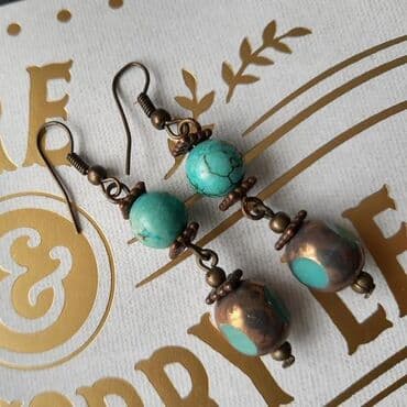 Jewellery sets: Minđuše picasso staklo-tirkiz Potpuno nove, prelepe Metalni delovi — 2