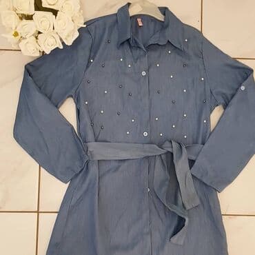srebrna haljina kakve cipele: S (EU 36), color - Light blue, Long sleeves — 1