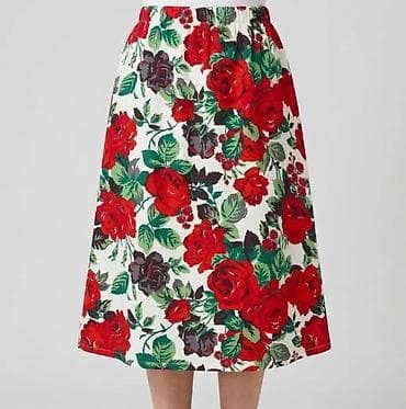 Suknja sa cvetnim printom - Model: A-kroja, dužina do kolena - Dezén