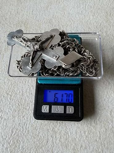 swatch satovi cene: Masivan srebrni lanac sa krstom 925 (61.7g, 57.5cm) Prodajem masivan — 8