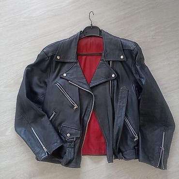 nike jakna dugacka: Kožna moto jakna – klasičan „biker“ kroj - Materijal: prirodna crna — 2