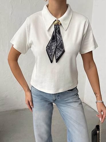 azra majica: 💫Ženska polo majica sa kratkim rukavima i ukrasnom maramom
✅2000 din — 5