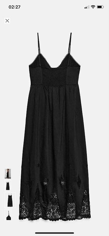 ideal helanke: Crna midi haljina na tanke bretele - Model: slip/midi kroj sa V — 4