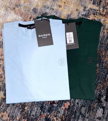 kopačke sa čarapicom: Short sleeves T-shirt, Balmain, color - Blue, Cotton — 1