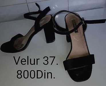 superga patike cena: Crne ženske sandale na blok štiklu, od velura. - Veličina: 37 - — 2