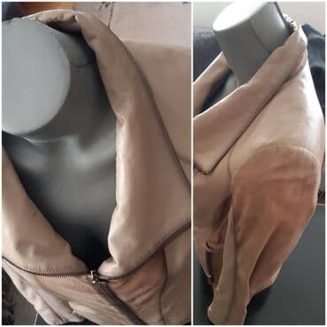 monkler jakna: Ženska kožna jakna – bež/taupe nijanse - Materijal: prirodna koža — 3