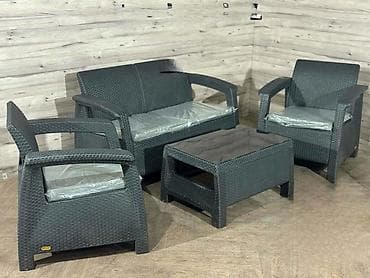 Ugaone garniture: Baštenski set nameštaja – sto + dvosed + 2 fotelje - Komplet sadrži — 1