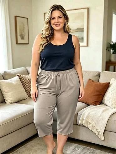 reserved farmerke: Ženske kapri pantalone – plus size. - Kroj: ravne nogavice dužine — 4