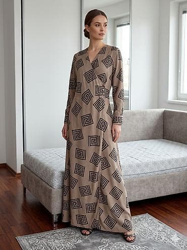 lace front perike: Duga haljina sa preklopom i dugim rukavima - Model: maxi dužina — 1