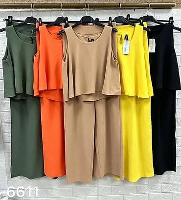 Kompleti: Komplet ženski letnji set – top bez rukava + pantalone širokih — 3