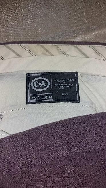 komplet sako i pantalone: MUŠKE PANTALONE C&A Pantalone šireg kroja, braon ljubičaste boje — 4