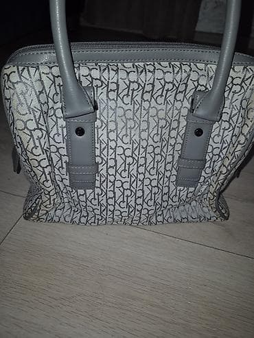 braon torbe ženske: Torba Calvin Klein – monogram platnena torba sa ručkama - Model: CK — 2