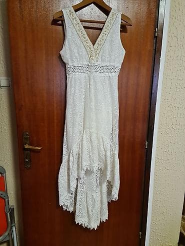 duga bunda: Belo čipkano haljina – boho/romantični stil - Duga, asimetrična — 1