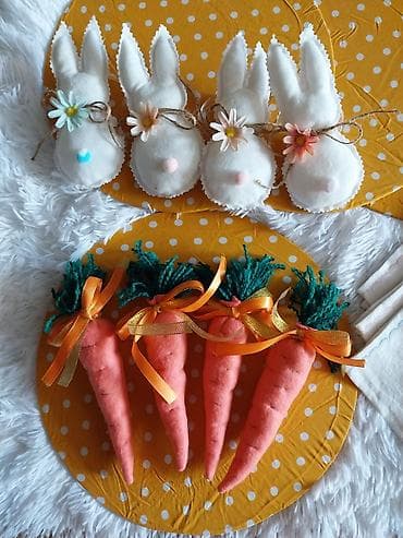 prstenčići za salvete: Uskršnji set dekoracija od filca – ručni rad- prstencici sa zekom. - — 1