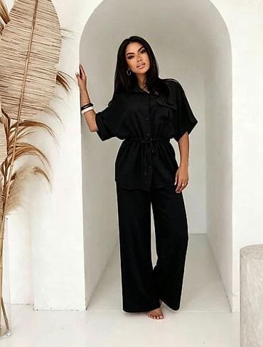 somot elasticna jaknica: Komplet sirok košulja i pantalone. - Košulja sa kratkim podvijenim — 4