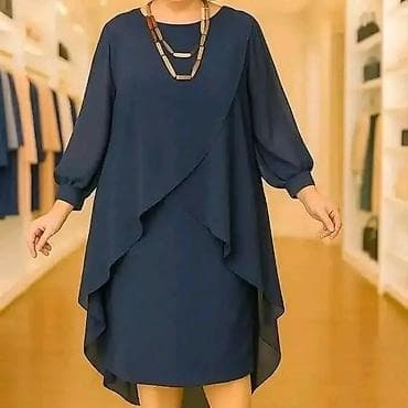 mona svecane haljine: Ženska elegantna tunika/haljina sa preklopom - Kroj: komotna A-linija — 1