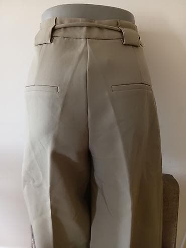 leopard pantalone: Ženske široke pantalone – bež/peščana nijansa - Kroj: ekstra široke — 3