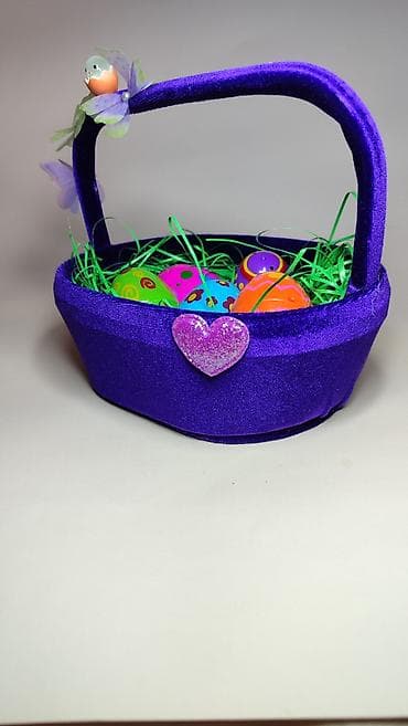 Rasveta: Uskršnja dekorativna korpica – ručni rad - Materijal: meka pliš/velur — 3