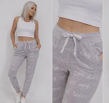 ugg 36: Ženske trenerke – sivi melirani džoger kroj sa natpisima. Nošen jednu — 1